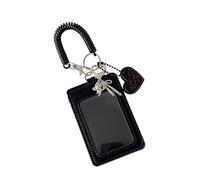 Photocard Holder - PU Leather 11 cm, ID Card Protector, Keychain Wallet | Spiral Wrist Coil Design, Love Heart Charm, Protective Photo Sleeve For Women, Men, Fans, Travel, School, Workplace