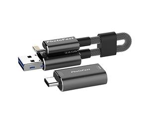 PhotoFast "Memories Cable Gen3, Ultime USB 3.1 vers Lightning câble de Chargement avec Embout USB C 32GB MemoriesCable Noir