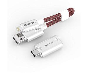 PhotoFast "Memories Cable Gen3, Ultime USB 3.1 vers Lightning câble de Chargement avec Embout USB C 64GB MemoriesCable Rot