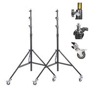 Photograhie Studio Kit Support d'éclairage en Aluminium Réglable 4m avec 6 roulettes, 2 x Vidéo Support de Lumière Trépied Portable Air Cushioned pour Réflecteur Softbox Parapluie Diffuseur Fond