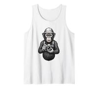 Photographe chimpanzé Explorer Retro Jungle Camera Art Débardeur