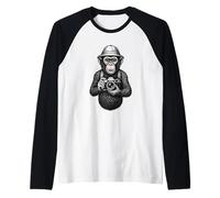 Photographe chimpanzé Explorer Retro Jungle Camera Art Manche Raglan