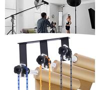 Photographie 3 Rouleaux Montage Mural Système de Support Manuel de Fond sur Rouleaux, Système de Suspension pour Studio Photo, pour (2) Crochet Triple (6) tiges d'extension (3) chaînes