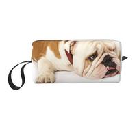 Photographie De Bouledogue Anglais De Bouledogue Triste Et Fatigué avec De La Crème Brune, Trousse de Maquillage Trousse à cosmétiques Trousse de Toilette de Voyage Portable Pochette de Maquillage