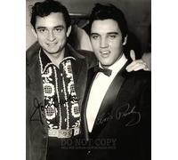 Photographie Johnny Cash et Elvis 28,9 x 35,6 cm - Magnifique portrait - The Man in Black - The King - American Music Pioneers - Photo rare - Affiche d'art