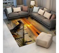 Photographie Moderne Tapis d’Art Coucher de Soleil Vue sur Le lac Tapis antidérapant Doux Lavable pour Chambre à Coucher Salle d’étude sous la Table Décor intérieur extérieur 180x300cm