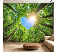 Photographie Papier Peint Panoramique, 200 x 140 cm Fresque Murale | Botanique Forêt Cœurs Papier Peint Intissé de Haute Qualité, Décoration Image Murale Pour Salon Chambre Bureau TV Artistique