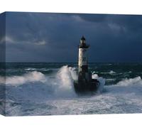 Photographie Phare dans la tempête - Tableau toile - Jean Guichard, Phare d'Ar-Men, Bretagne - 70x50 cm