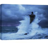 Photographie Phare dans la tempête - Tableau toile - Jean Guichard, Phare du Four, Bretagne - 80x60 cm