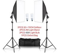 Photographie Softbox Set, 50x70CM Softbox, pied de lumière ajustable, lampe lumière du jour 45W