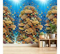 Photographie Sous Marine Papier Peint Panoramique, 400 x 280 cm | Océan Banc De Poissons Coraux Papier Peint Intissé, Décoration Image Murale Pour Salon Chambre Bureau TV Artistique