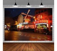 Photographie Toile de Fond Paris Moulin Rouge Nuit Rue Paysage Décor Studio Accessoires Bannière Affiche 240x180