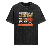 Photography Addiction Funny Photographer Black T-Shirt Printed Tee Graphic Top for Men Unisex Shirt S
