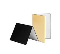 Photography Paperboard,HUIOP 3-en-1 Photographie Carton Pliable Photographie Réflecteur Diffuseur Bord (Noir + Blanc + Doré) pour Produits Still Life Aliments Photo, Format A4