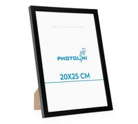 PHOTOLINI Cadre 20 x 25 bois MDF noir, cadres photo pour posters et affiches, verre acrylique incassable, décoration murale à suspendre & à poser, avec accessoires supplémentaires