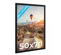 PHOTOLINI Cadre photo 50 x 70 cm MDF 70 x 50 cm avec verre acrylique 1000 pièces 50 x 70 cm à suspendre cadre puzzle 500-1000 pièces idéal pour votre galerie de puzzle
