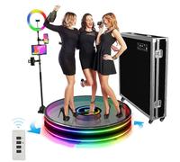 Photomaton à 360 ° en Verre Miroir, Rotation Automatique Au Ralenti, avec éClairage Annulaire, Gradation Multicolore, pour La Diffusion en Direct Et La Prise De Vue,80CM