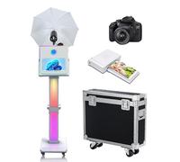Photomaton de 39,6 cm avec parapluie doux et léger pour selfie, cabine photo portable à écran tactile, miroir avec étui de transport pour fête de mariage (machine + appareil photo + mini imprimante)