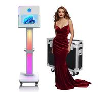 Photomaton Machine à selfie portable à écran tactile de 15,6" avec lumière RVB, miroir avec étui de transport pour fête de mariage et événements