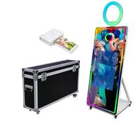 Photomaton magique de 65" avec écran tactile de 81,3 cm, appareil photo à selfie avec anneau lumineux RVB et étui de vol, cabine photo reflex numérique portable pour événements de fête de mariage