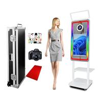 Photomaton Magique Miroir de 40" avec lumière carrée, écran Tactile de 21,5" avec lumière RVB environnante pour fêtes de Mariage, Location de Selfies (Blanc, Appareil Photo et Cabine Photo)