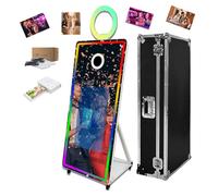Photomaton Magique Portable à Écran Tactile de 81,3 cm Avec Imprimante, Miroir à Selfie pour Location d'Événements (Blanc, Écran de 165,1 cm + Mini Imprimante)