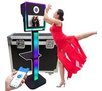 Photomaton portable avec écran tactile de 15,6" et lumière RVB, miroir Selfie Photobooth pour mariages, fêtes, événements et locations - Créez des souvenirs amusants