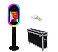 Photomaton pour iPad 10,2", 11", 11", 12,9" et pour appareil photo, télécommande, étui de vol, support portable 2 en 1 pour selfies, événements de location de fête (noir, machine + imprimante)
