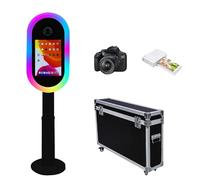Photomaton pour iPad 10,2", 11", 11", 32,8 cm et pour appareil photo, télécommande, étui de vol, support portable 2 en 1 pour selfies, événements de location de fête (noir, ensemble complet)