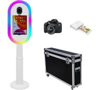 Photomaton pour iPad 10,2", 11", 11", 32,8 cm et pour appareil photo, télécommande, étui de vol, support portable 2 en 1 pour selfies, événements de location de fête (blanc, ensemble complet)