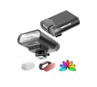 PHOTOOLEX Mini Flash Appareil Photo, GN16 Caméra Flash Speedlite avec écran Couleur pour Canon Nikon Sony Panasonic Olympus Fujifilm Pentax et Autres appareils Photo, Intégré Lithium Piles 2000mAh