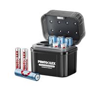PHOTOOLEX Piles Rechargeables 4 AA et 4 AAA Lithium avec Chargeur Hybride, 1,5V Triple A & Double A Batteries Rechargeables, Li-ION Piles avec Chargeur Ni-MH/Lithium Hybride et Boîte de Stockage