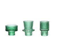 Photophore 3pcs Glass Candlestick Holders Tealight Taper Candle Table Stand for Centerpiece Wedding Party Dinner Decor(Green)