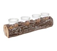 Photophore 4 Bougies ""Marron Glacé"" 32cm Naturel