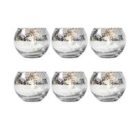 Photophore 6/12 Pcs Assorted Votive Candle Holders Mercury Tealight Holder Glass Wedding Table Decorations for Home Birthday Party(6Pcs Silver)