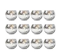 Photophore 6/12 Pcs Assorted Votive Candle Holders Mercury Tealight Holder Glass Wedding Table Decorations for Home Birthday Party(12Pcs Silver)