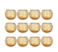 Photophore 6/12 Pcs Assorted Votive Candle Holders Mercury Tealight Holder Glass Wedding Table Decorations for Home Birthday Party(12Pcs Gold)