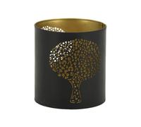 Photophore arbre métal doré et noir 9 cm