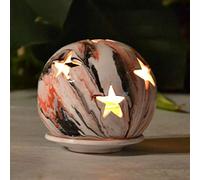 Photophore Boule Marbré Rouge, Noir et Blanc - Moyen Modèle