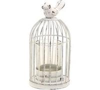 Photophore cage en métal laqué vieilli blanc G