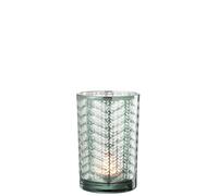 PHOTOPHORE Chevrons Verre Vert/Argent Large