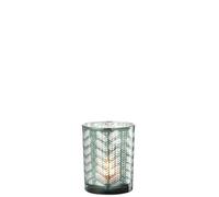 PHOTOPHORE Chevrons Verre Vert/Argent Medium