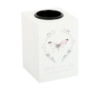 Photophore commémoratif en MDF avec motif papillon sentimental - Convient à une bougie chauffe-plat standard - Motif papillon - Blanc
