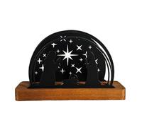 Photophore de crèche de Nativité | Décoration de maison de crèche religieuse sacrée avec base en bois | Bougeoir de naissance de Noël, pour intérieur, table, fenêtre, porche, patio, jardin, fête