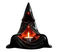 Photophore de magicien mystique - Photophore d'Halloween fantôme - Photophore à capuche de 15 cm - Bougeoir gothique - Petite décoration de table pour la maison et le bar