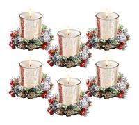 Photophore de Noël En Verre, 6 Pièces, Bougeoirs Votifs avec Anneau de Bougie, Verres à Bougie Chauffe-Plat pour Décoration de Table, Mariage, Halloween, Fête, Noël, Décoration de Salon -Pas de bougie
