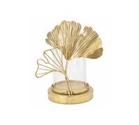 Photophore Design en Verre "Feuilles" 21cm Or