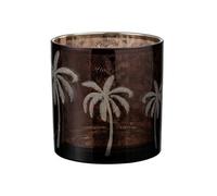 Photophore Design "Feuilles Palmier" 15cm Marron