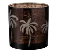 Photophore Design "Feuilles Palmier" 15cm Marron