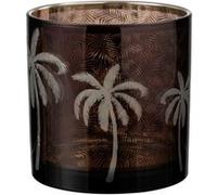 Photophore Design "Feuilles Palmier" 15cm Marron